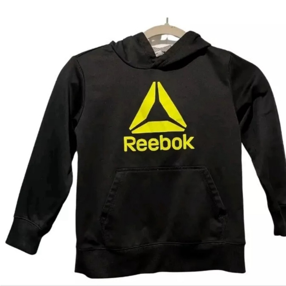 Reebok Boys Pullover Sweater Top Black Neon Yellow Size 6/7